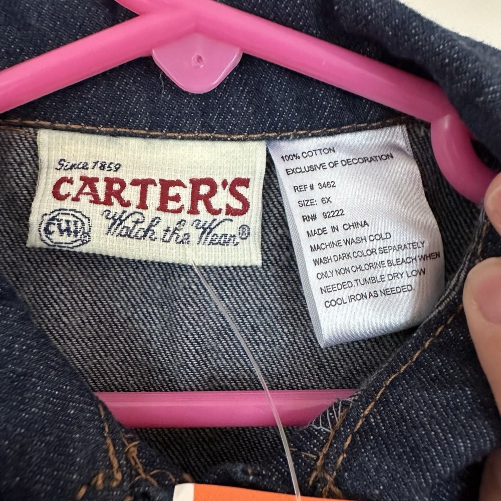 NWT Carter's Watch The Wear Vintage‎ Dark Denim Dress Girls Size 6X Butterflies - Picture 3 of 7